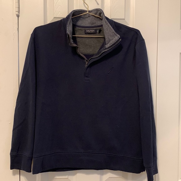 Mens Náutica navy colored half zip sweater, size medium - Picture 1 of 3